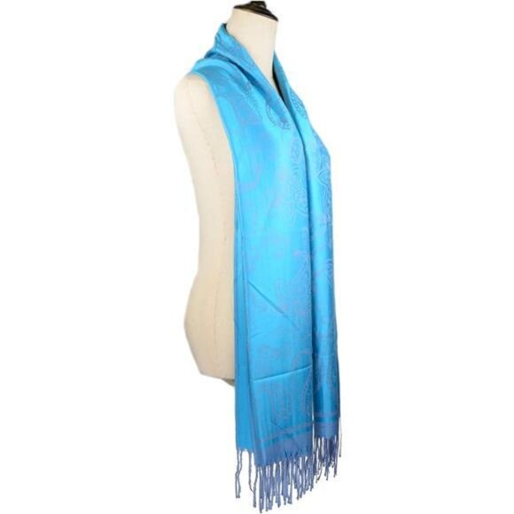 Women's Pashmina Shawl Wrap Two Tone Blue - Picture 6 of 7